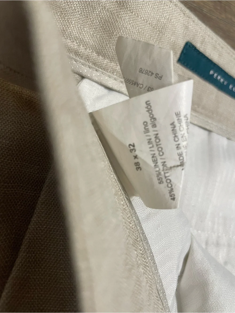 Perry Ellis linen Cotton blend pants dress bottoms men’s size 38 x 32 light